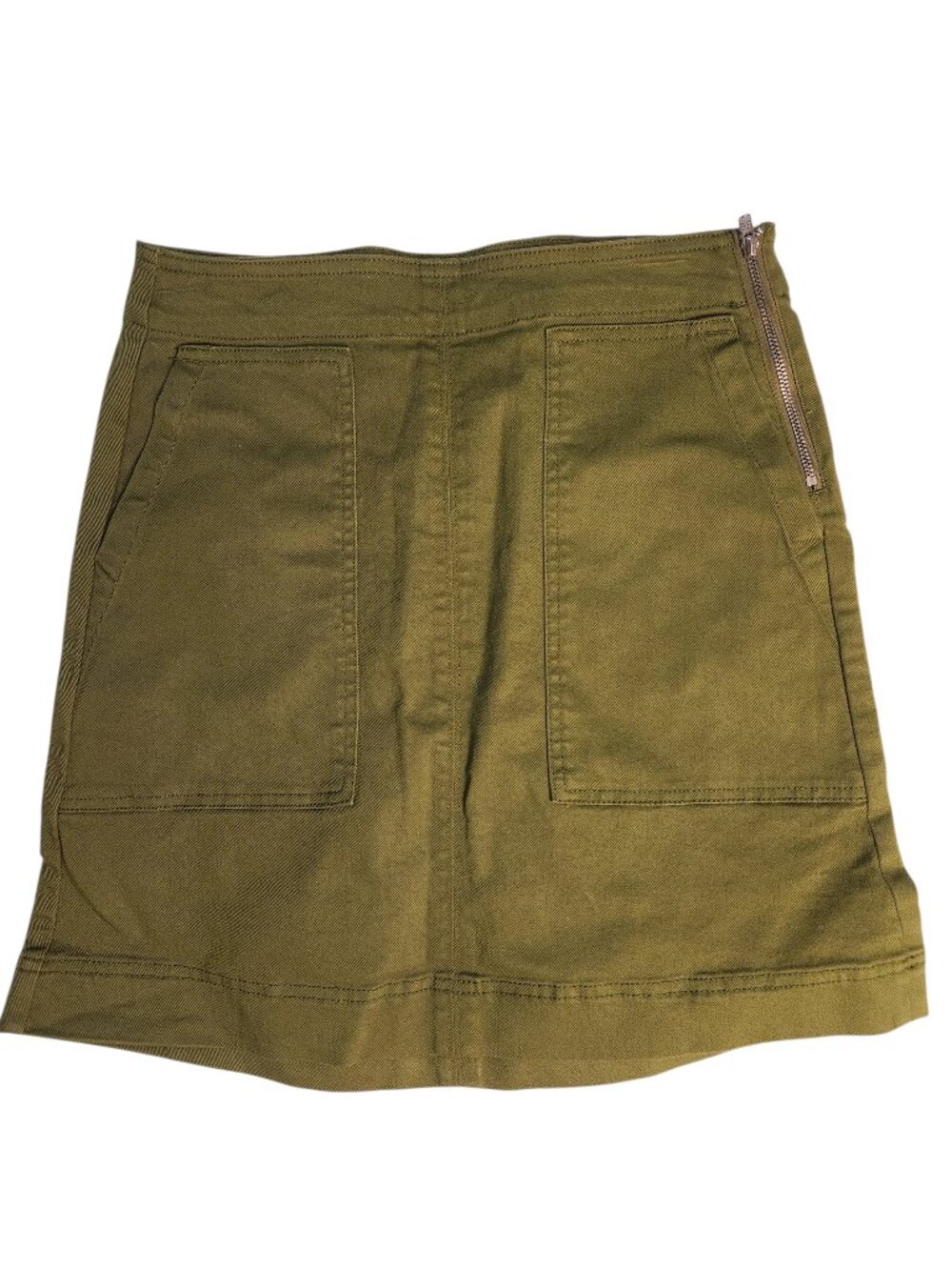 NWT Free assembly Olive Green Mini Skirt Size 2 Denim Zipper